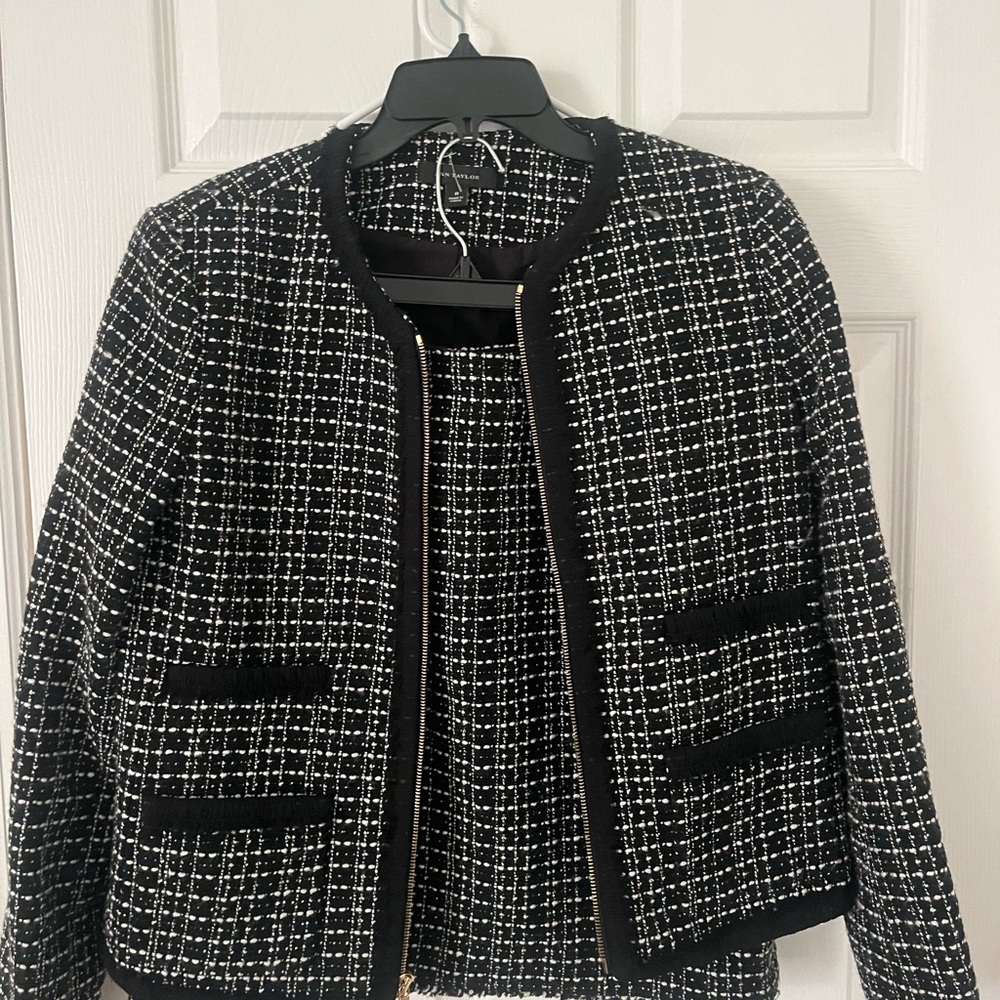 Ann Taylor Black and White Tweed Skirt Set